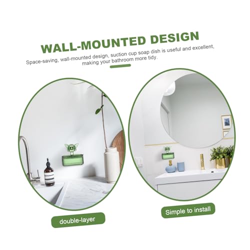Outanaya Wall Mounted Soap Dish Butterfly Cup Draining Bar Soap Holder for Shower and -Saving Sponge Storage Easy to Install - color: Green