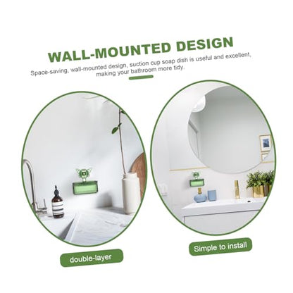 Outanaya Wall Mounted Soap Dish Butterfly Cup Draining Bar Soap Holder for Shower and -Saving Sponge Storage Easy to Install - color: Green