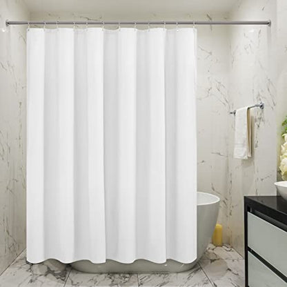 Embossed Microfiber Long Shower Curtain Liner 71 x 78, White | Machine Washable, Bottom Magnets, Water Repellent, 71x78 Inches Soft Fabric Shower Curtain for Bathroom - color: White, size: 71"W x 78"L (Pack of 1)