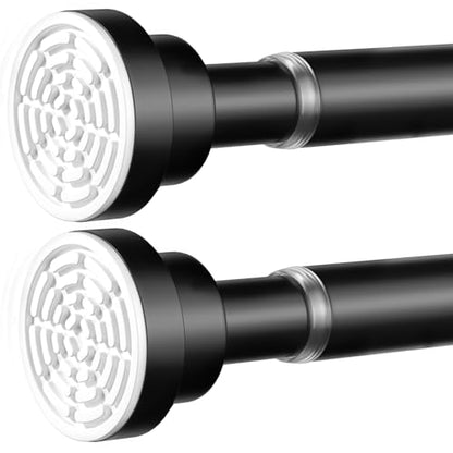 Black Spring Tension Rod 28-50In 2PCS,No Drill Non-Slip Curtain Rod | No-drilling Spring Loaded Curtain Rod, Non-slip Non-Rust Extendable Rod for Windows and Bathroom - color: Black-2PCS, size: 28"-50"