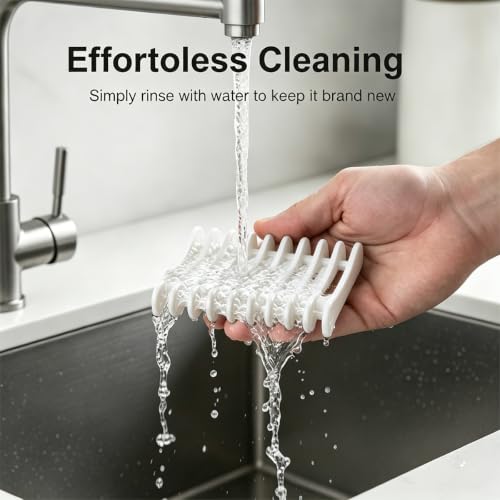 2 Pcs White Plastic Soap Dish, Self Draining Waterfall Design Bar Soap Holder, Non-Slip Soap Saver Tray Keeps Soap Dry for Shower Bathroom Kitchen Countertop - color: White
