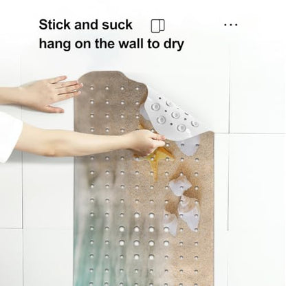 LNOND Summer Beach Bathtub Mat Non Slip, 40 X 16 Inch Tub Mat for Bathroom, Starfish Seashore Bath Tub Shower Mat with Drain Holes and Suction Cups - color: Beanch Starfish