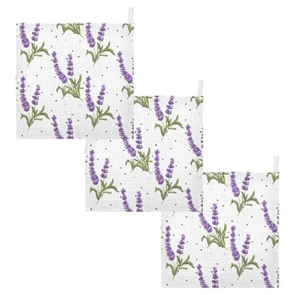 YETTASBIN Lavender Muslin Baby Hand Washcloths, Soft Cotton Bath Face Towel, 4 Layers Extra Absorbent Feeding Burp Cloth for Newborn Infant, 5 Pack - size: 12 Inch x 5 Pack