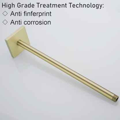 RANDOM Straight Shower Arm with Flange,Gold 16 Inches Ceiling Mount Shower Head Extension Arm,Brushed Gold.RD-91038-16BG-SQ - color: 16″ Brushed Gold(Square Flange)