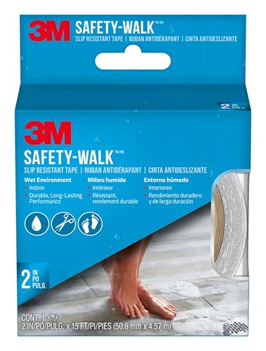 3M Safety-Walk 2 in x 15 ft Clear Anti-Slip Tape, Self-Adhesive, Long-Lasting Grip for Wet Areas, Clear, 2 Inch (Pack of 2) - size: 2 Inch (Pack of 2)