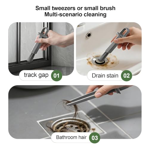 ROOM127 Wall-Mounted 2-in-1 Toilet Brush Set with Holder and Crevice Brush | Curved Under-Rim Bowl Brush with V-Shaped Crevice Scrubber and Long Handles for Tile Gaps, Grout Lines and Bathroom Corners