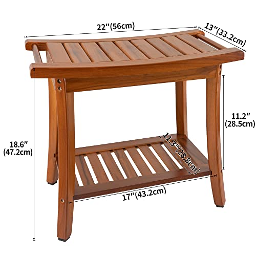 Utoplike Teak Shower Bench Seat with Handles Teak Outdoor Side Table