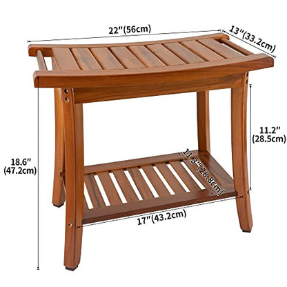 Utoplike Teak Shower Bench Seat with Handles Teak Outdoor Side Table