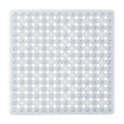 Yimobra Square Shower Floor Mat Non Slip, 21"X21" Machine Washable Bath Tub Mat, Soft on Feet, Bathmat with Drain Holes and Suction Cups, Fast Draining, Clear - color: Clear, size: 21 X 21 Inch