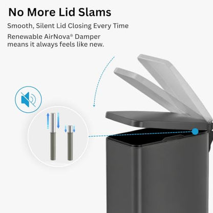 iTouchless 3 Gal Nursery Bin | Step Pedal Diaper Trash Can | Matte Grey | Wall-Hugger Shape Fits Narrow Gaps | Whisper-Quiet AirNova Damper | Matte Coating Resists Prints | Removable Liner Bucket - color: Gray