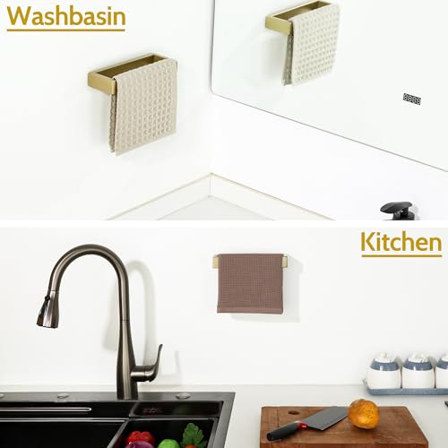 Sayayo Brushed Gold Towel Bar for Bathroom Wall, 8 Inch Hand Towel Holder | SUS304 Stainless Steel Towel Ring, Square Kitchen Towel Rack - color: Gold, size: 8 INCH