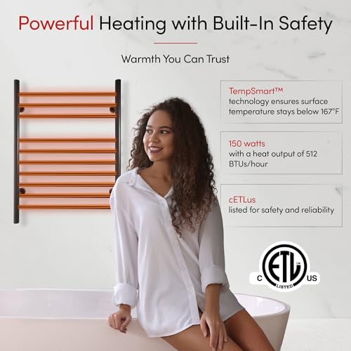 Heated Towel Rack, 10-Bar Wall-Mounted Electric Towel Warmer, Matte Black, Plug-in or Hardwired, Luxury Bathroom Accessory for Warm, Dry Towels (WarmlyYours Infinity) - color: Matte Black