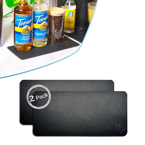 Ternal DripGuards Absorbent Counter Mat 2-Pack | Waterproof, Quick-Dry Coffee Bar Mat for Kitchen, Sink & Drink Station | Non-Slip, Spill-Proof Protector for Water, Oil & Syrup [5.5" x 12"] - size: 5.5x12in-Regular