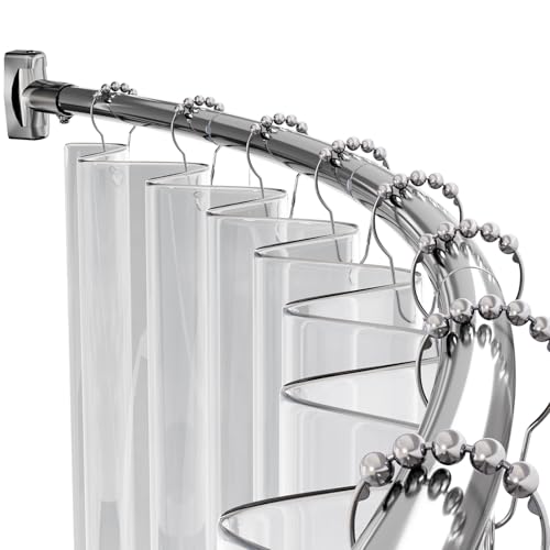 AmazerBath 20-84 Inches Arched Curved Shower Curtain Rod, Heavy Duty Shower Rod Rust Proof Bathroom Curtain Rod, Adjustable Telescoping Design Easy Segmented Installation, Need to Drill, Chrome - color: Chrome
