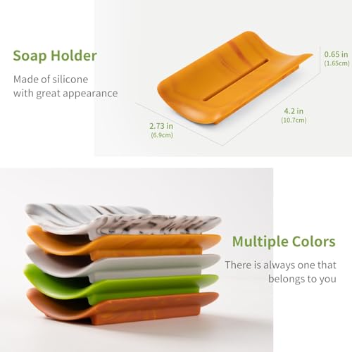 LOYATRO Bar Soap Holder for Shower Silicone Soap Dish for Bathroom Sink Soap Saver Bathtub Self Draining Soap Tray(A-Green,1) - color: A-green
