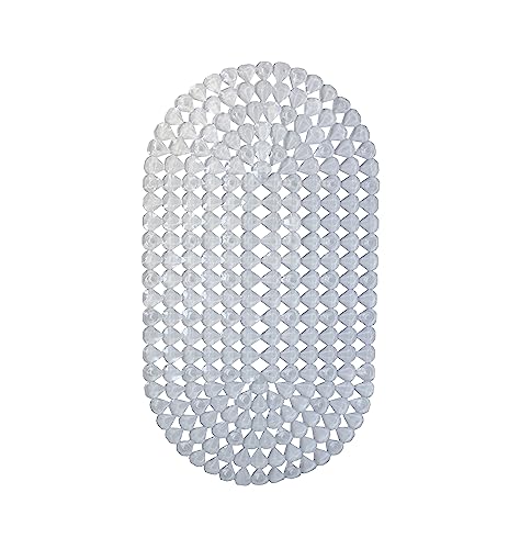 Splash Home Diamond Bathtub Mat Non-Slip, Shower Mat with 58 Suction Cups and Drain Holes Bath, 27 L x 15 W Inches, Machine Washable, PVC - Clear