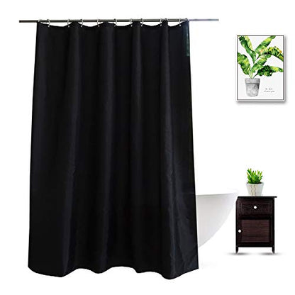Fabric Black Shower Curtain Liner, Washable Light Weight Cloth Shower Curtains Bathroom with Bottom Weight, Water Repellent, 72x72 inch - color: Black, size: 72"W x 72"L (Pack of 1)