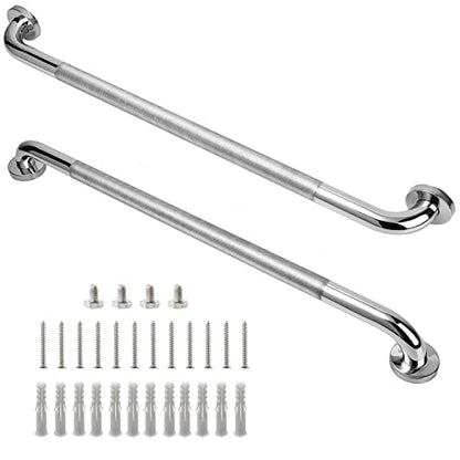 Rockgoya Shower Grab Bar, 2 Pack 32 Inch Bathroom Grab Bar, 304 Stainless Steel 1.25" Diameter Anti-Slip Handicap Grab Bar Support Shower Rail Senior Handrail Shower Safety Bar Handle - size: 32 Inch