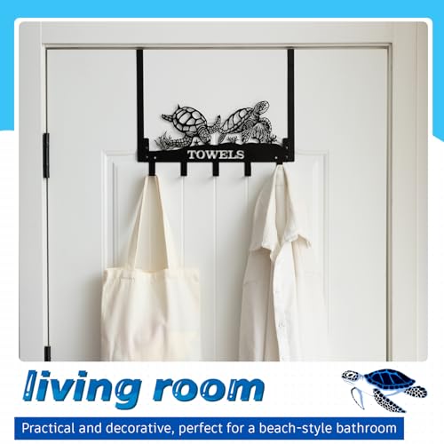 Sea Turtles Over the Door Hooks Wall Mount Towel Rack Heavy Duty Hanging Towel Holder Metal Sea Turtles Decor for Bathroom Bedroom Kitchen Storage Decorative - style: Sea Turtles