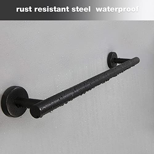 Cilee 10 Piece Matte Black Bathroom Accessories Set, 24 inch Towel Bar Set | Black Towel Bar Ring + Toilet Paper Holder + Robe Towel Hook, Stainless Steel Bathroon Hardware Set - color: Black, size: 24inch