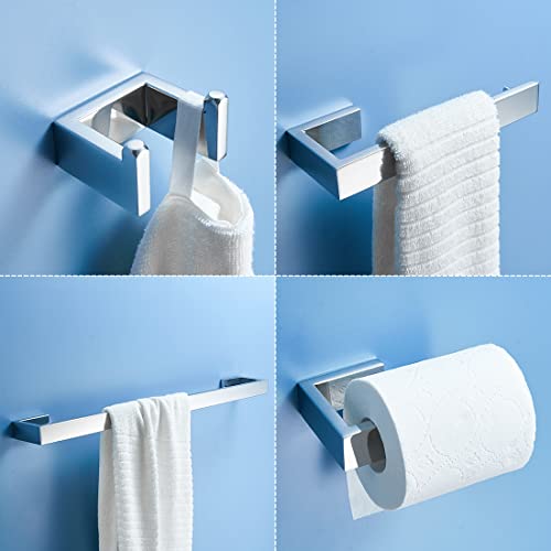 Fapully 5 Piece Bathroom Hardware Accessories Set Chrome Polish | Wall Mounted | Stainless Steel - color: Polished Chrome, style: 5 Piece