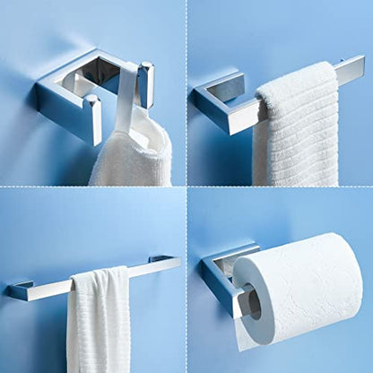 Fapully 5 Piece Bathroom Hardware Accessories Set Chrome Polish | Wall Mounted | Stainless Steel - color: Polished Chrome, style: 5 Piece