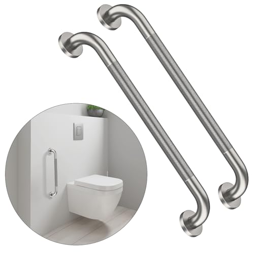 24 Inch Shower Grab Bar, Munzong Stainless Steel Bathroom Grip Bars | Anti Slip Grab Bar,2 Pack Brushed Nickel Knurled Bathroom Balance Bar,Safety Hand Rail, Support Handicap Elderly Senior - color: Satin Brushed Nickel, size: 24 Inch-2 Pack