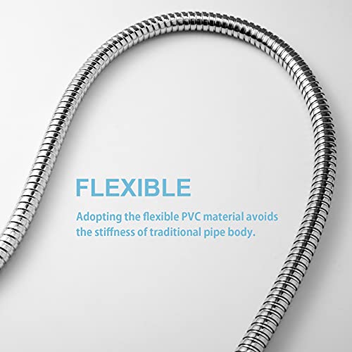 OFFO Shower Hose, Kink Free Stainless Steel Shower Hose Attachment Electroplating Handheld Shower Head Hose Flex Hoses Extension with Brass Insert & Nut for Pet Bathing Cleaning 80 in, Chrome - color: Chrome, size: 80 in