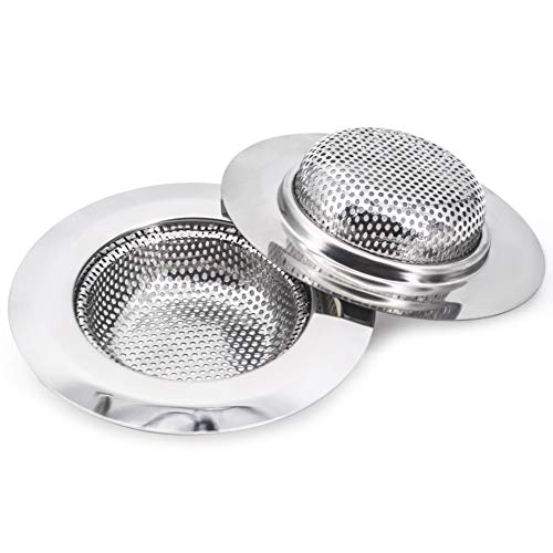 Kitchen Sink Strainer Stainless Steel Sink Strainer with Large Wide Rim 4.5" for Mesh Sink Strainer, Bathroom, Slop, Laundry, RV, Lavatory, Large (Pack of 2) - size: 4.5" Stainless Steel 2pcs