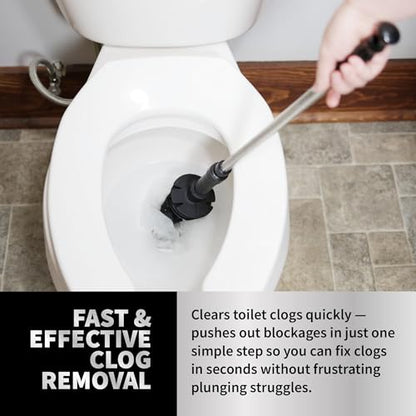 ToiletShroom Revolutionary Plunger, Squeegee, Clog Remover, Drain Cleaner, Bathroom Toilet Dredge Tool, Stainless Steel Handle with Caddy Holder, Оne Расk, Black