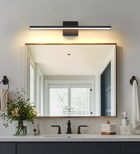 JUSHENG Black Vanity Lights for Bathroom 5CCT Dimmable Bathroom Vanity Light Fixtures LED Vanity Light Bar 24'' Inch 24W ETL Certificated - color: Black-5CCT, size: 24'' Long-Dimmable