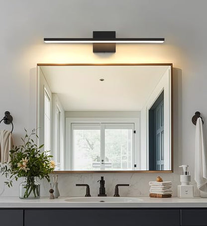 JUSHENG Black Vanity Lights for Bathroom 5CCT Dimmable Bathroom Vanity Light Fixtures LED Vanity Light Bar 24'' Inch 24W ETL Certificated - color: Black-5CCT, size: 24'' Long-Dimmable