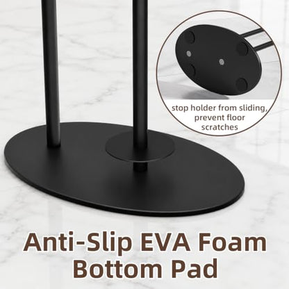 Toilet Paper Holder Stand with Dispenser,Free Standing, Classic,Black | Rustproof,Holds 4 Mega Rolls, Anti-Slip Base, Easy Grip Top,Raised Waterproof Base,Minimalistic Toilet Paper Storage Solution