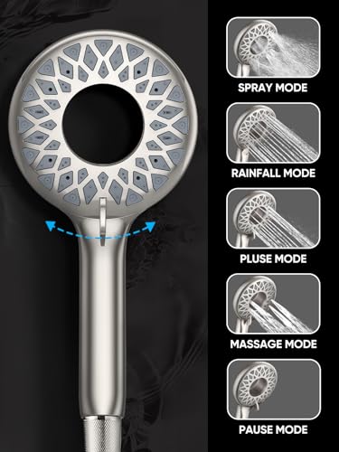 Cobbe® Dual Shower Head with Magnetic Handheld, Brushed Nickel | Rain Shower Combo, 2-in-1 Fixed & Detachable, Multiple Spray Modes, Built-in Magnet Dock, 6ft Hose - color: Brushed Nickel