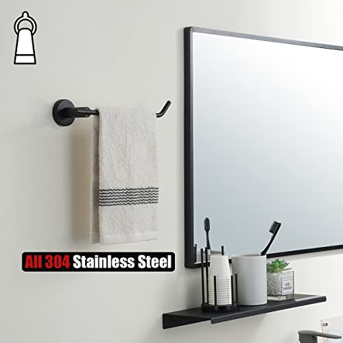 JQK Black Hand Towel Holder, Stainless Steel Towel Bar for Bathroom, 9 Inch Necklace Holder Matte Black Wall Mount, TR100-PB - color: Black, size: 9 Inch (Right)