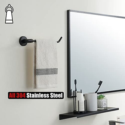 JQK Black Hand Towel Holder, Stainless Steel Towel Bar for Bathroom, 9 Inch Necklace Holder Matte Black Wall Mount, TR100-PB - color: Black, size: 9 Inch (Right)