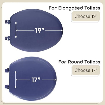 Soft Standard Vinyl Toilet Seat, Navy, 17 in | Toilet-Seat Construction: Contoured Seat Profile and Durable Finish Create a Polished Fixture Update. - color: Navy, size: 17 Inch, style: Vinyl
