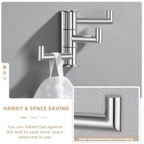 Suyar Bathroom Towel Hook Polished Chrome, Swivel Robe Hook with 3 Arms | SUS304 Stainless Steel, Wall Mounted - color: Polished Chrome, size: 1 Pack
