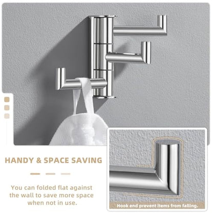 Suyar Bathroom Towel Hook Polished Chrome, Swivel Robe Hook with 3 Arms | SUS304 Stainless Steel, Wall Mounted - color: Polished Chrome, size: 1 Pack