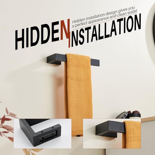 KOKOSIRI Hand Towel Bar Matte Black Bathroom Towel Holder Wall Mounted Kitchen Towels Shelf Bath Accessories Stainless Steel, B3009BK - color: Matte Black
