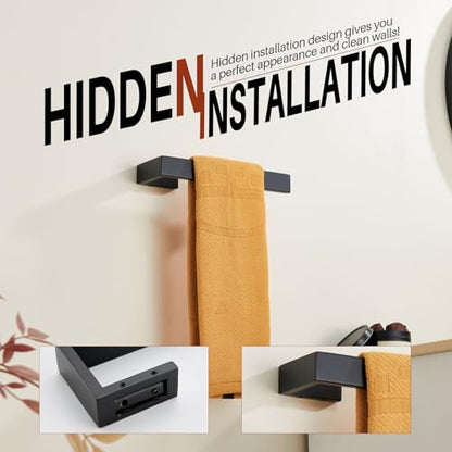 KOKOSIRI Hand Towel Bar Matte Black Bathroom Towel Holder Wall Mounted Kitchen Towels Shelf Bath Accessories Stainless Steel, B3009BK - color: Matte Black