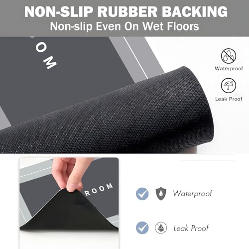 Bath Mat, Quick-Drying Non-Slip Thin Bathroom mat Super Absorbent Bath mats Rug-Bath Mats for Bathroom Floor Bathtub Vanity-Bathmat Bath Rug Easy Care Grey 27.5" x15.7" - color: Grey