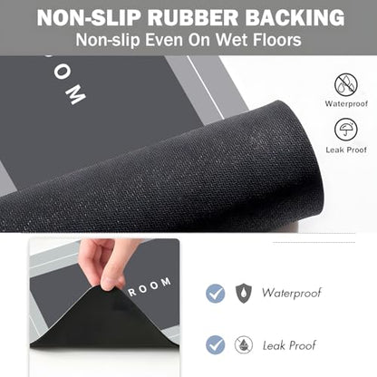 Bath Mat, Quick-Drying Non-Slip Thin Bathroom mat Super Absorbent Bath mats Rug-Bath Mats for Bathroom Floor Bathtub Vanity-Bathmat Bath Rug Easy Care Grey 27.5" x15.7" - color: Grey