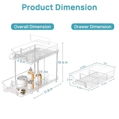 Vtopmart 4 Pack Pull Out Bathroom Under Sink Organizer with Dividers (S-Divided) - color: Transparent, size: S-Divided (4 Pack)
