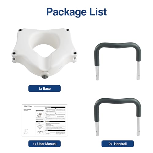 5" Toilet Seat Riser Supports 300lbs Raised Toilet Seat with Removable Padded Arms for Seniors, Pregnant, Handicap(N1FYT14-AZ)