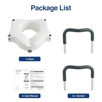 5" Toilet Seat Riser Supports 300lbs Raised Toilet Seat with Removable Padded Arms for Seniors, Pregnant, Handicap(N1FYT14-AZ)