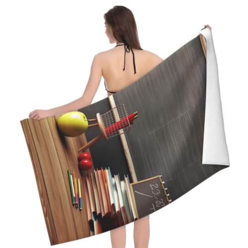 Teacher Classroom Chalkboard Bath Towel Super Absorbent Beach Towels Microfiber Bathroom Towel 32 x 52 Inch - color: Teacher Classroom Chalkboard