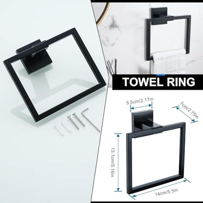YACVCL 5 Pieces Black Bathroom Accessorie Set 23.6 Inch Towel Bar Set,SUS304Stainless Steel Bathroom Hardware Set,Wall Mounted Towel Holder Set for Bathroom - color: Black