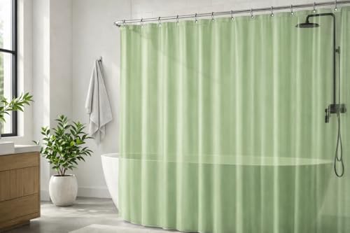 EHZNZIE Sage Shower Curtain Liner 72x72, PEVA Waterproof Bath Curtain, No Chemical Smell, 3 Weighted Magnets, Durable with Rustproof Metal Grommets - color: Sage, size: 72"W x 72"L (Pack of 1)