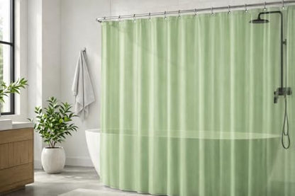 EHZNZIE Sage Shower Curtain Liner 72x72, PEVA Waterproof Bath Curtain, No Chemical Smell, 3 Weighted Magnets, Durable with Rustproof Metal Grommets - color: Sage, size: 72"W x 72"L (Pack of 1)
